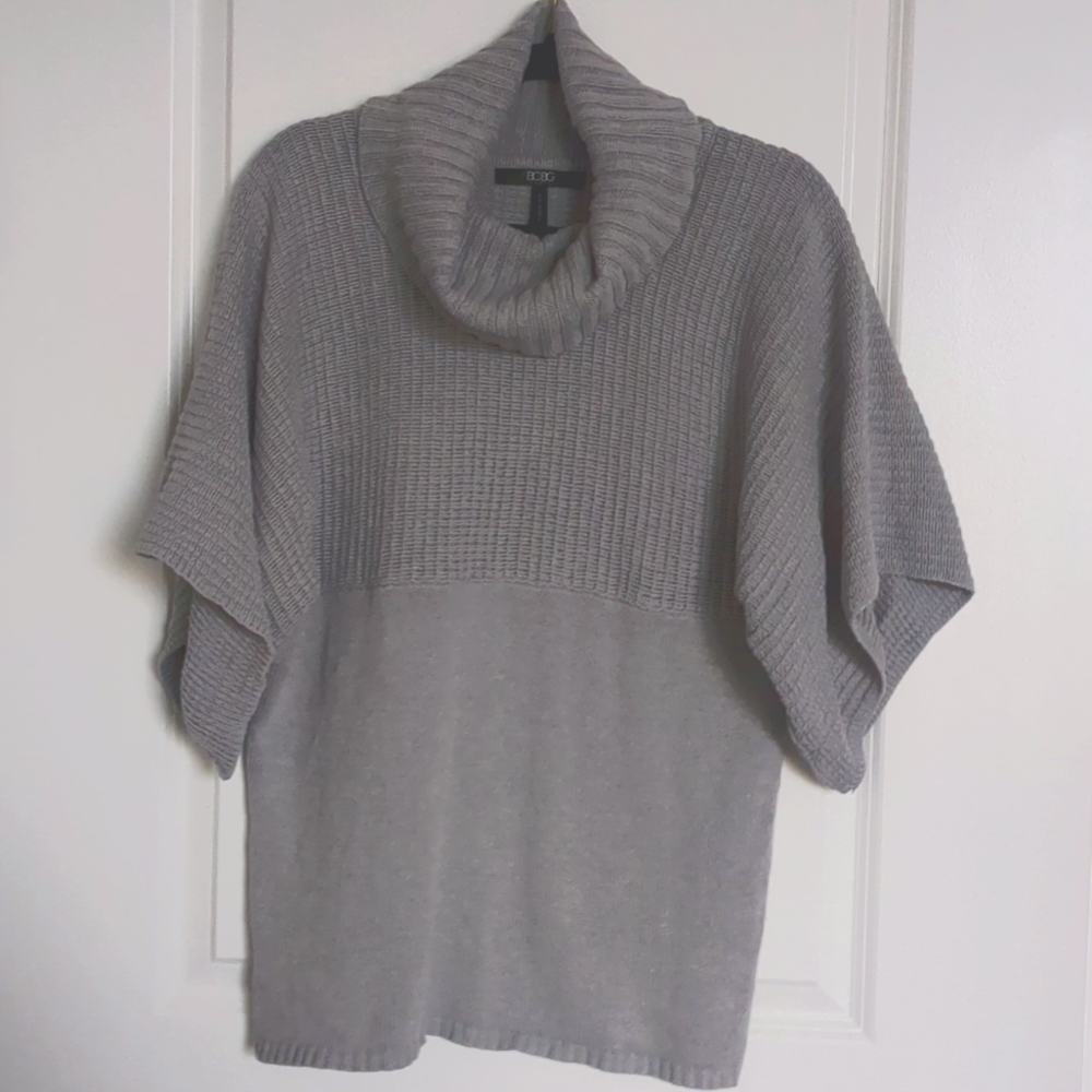 BCBG Paris Cowl Neck Oversized Gray Sweater-Size Large